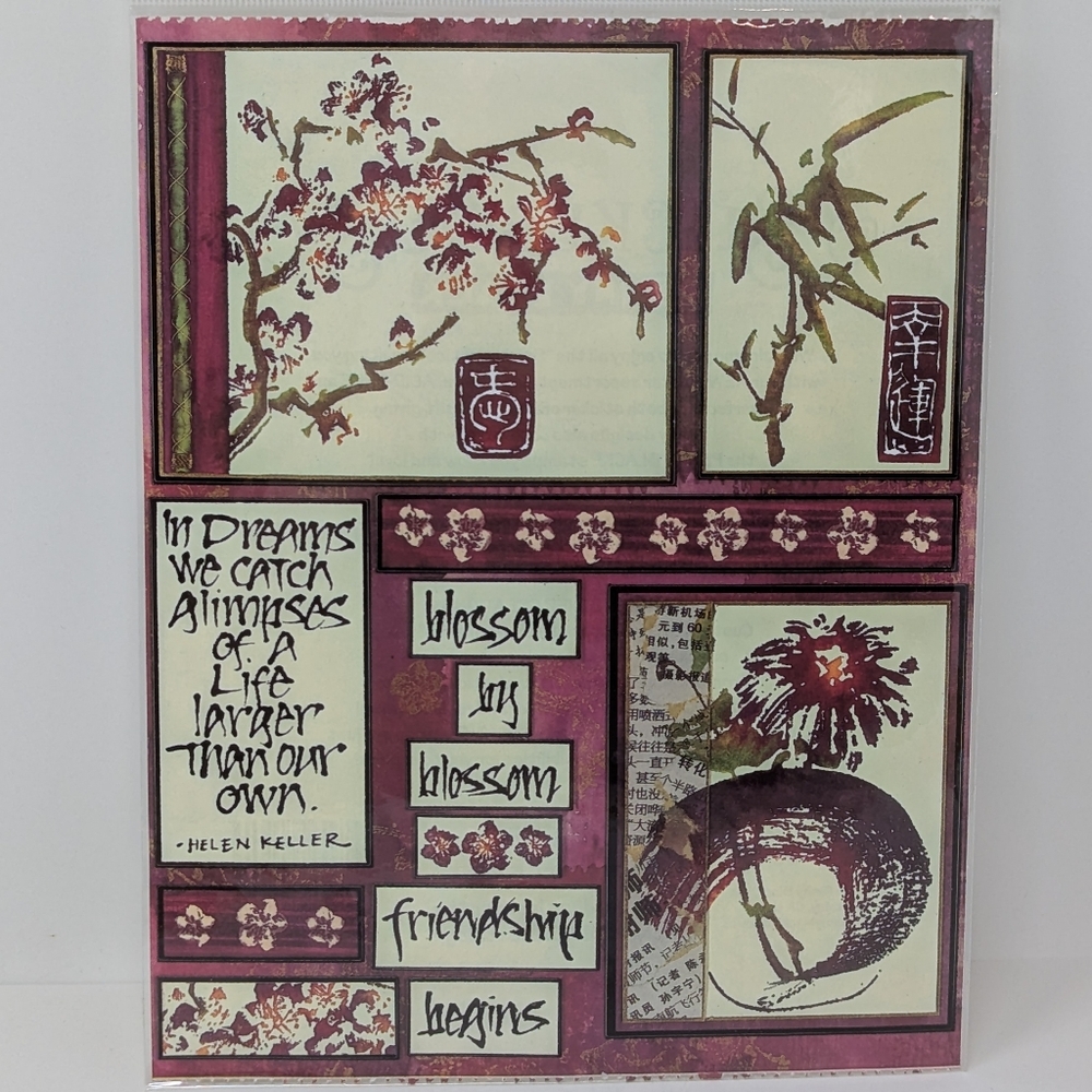 Penny Black Stickers Stickeroos Unfolding Helen Keller Blossoms Asian